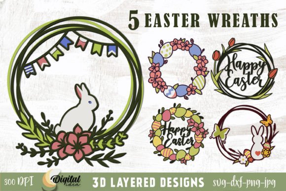 3D Layered Easter Wreath: Spring Laser Cutting Asset
