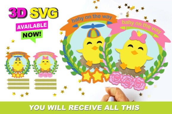Baby Chicken on the Way Topper 3D SVG for Crafts