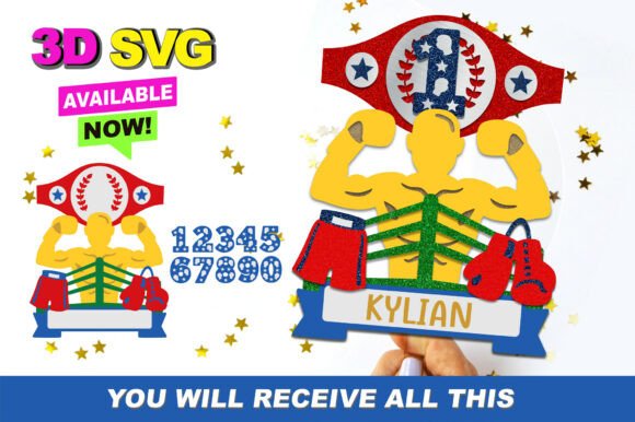 Boxing Cake Topper 3D SVG: Crafts & Graphics