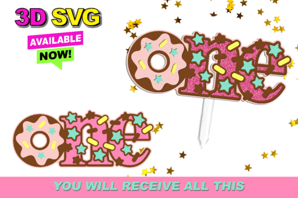 Donut 3D SVG for Cake Toppers & Laser Cutting