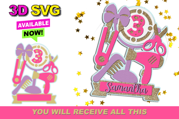 Hair Style Cake Topper 3D SVG for Laser Cutting