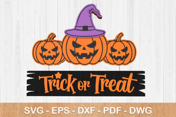 Halloween Trick or Treat Sign 3D Svg for Laser Cutting