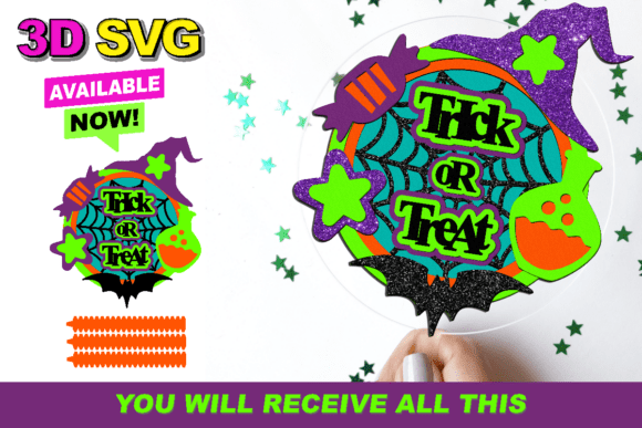 Halloween Trick or Treat Topper 3D SVG Graphics for Crafts