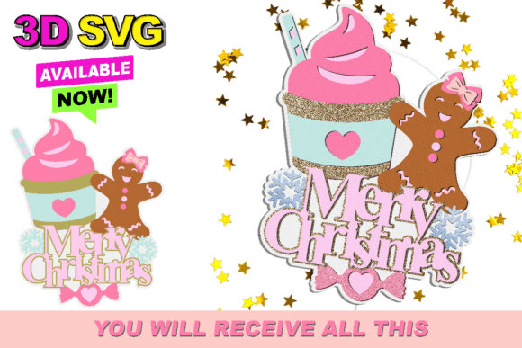 Pink Christmas Cake Topper 3D SVG: Crafts and Graphics Review