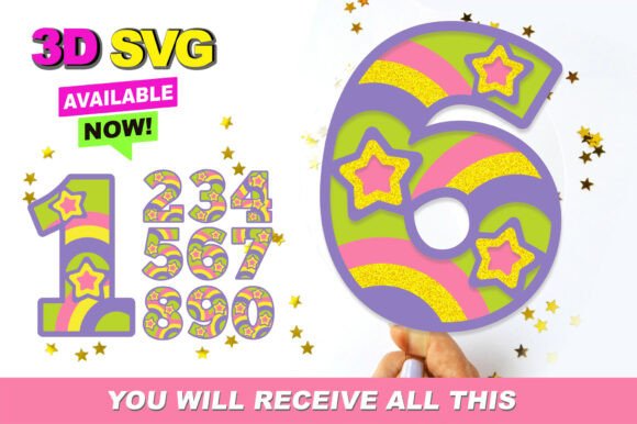 Review: Rainbow Numbers 3D SVG for Embroidery